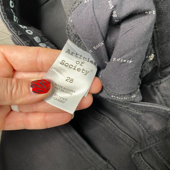 ARTICLES OF SOCIETY Womens Size 28 Sarah Skinny Jeans Bailey Black Silver Stripe - Picture 7 of 8